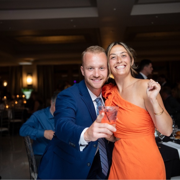Selfie Leslie Orange and Black Midi Dresses - Picture 2 of 4